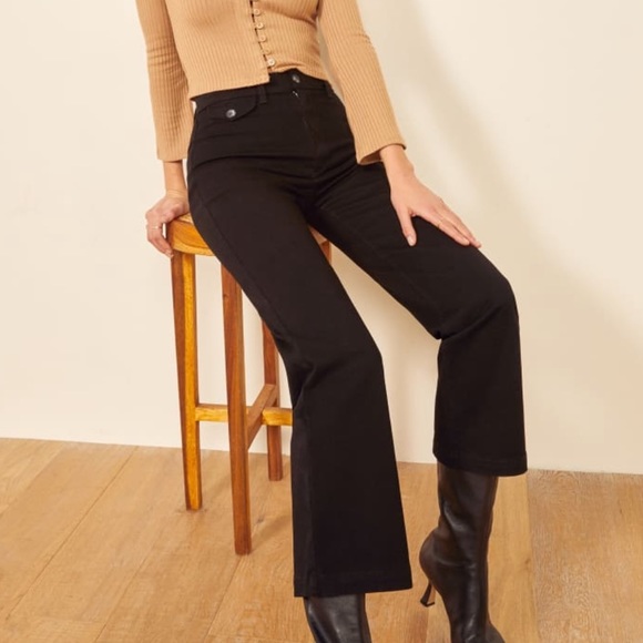 Reformation Pants - Reformation Mickie Stretch Black Cotton Trousers